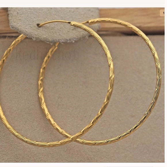 Jewelry - Gold Plated Hoop Earrings 1.5” Diameter